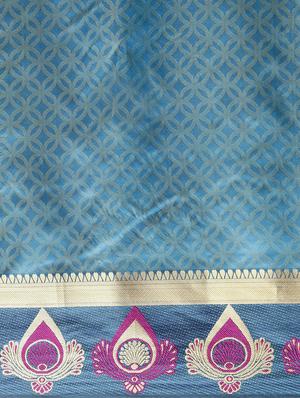 zari bordered printed saree with blouse - 17541404 - Standard Image - 5