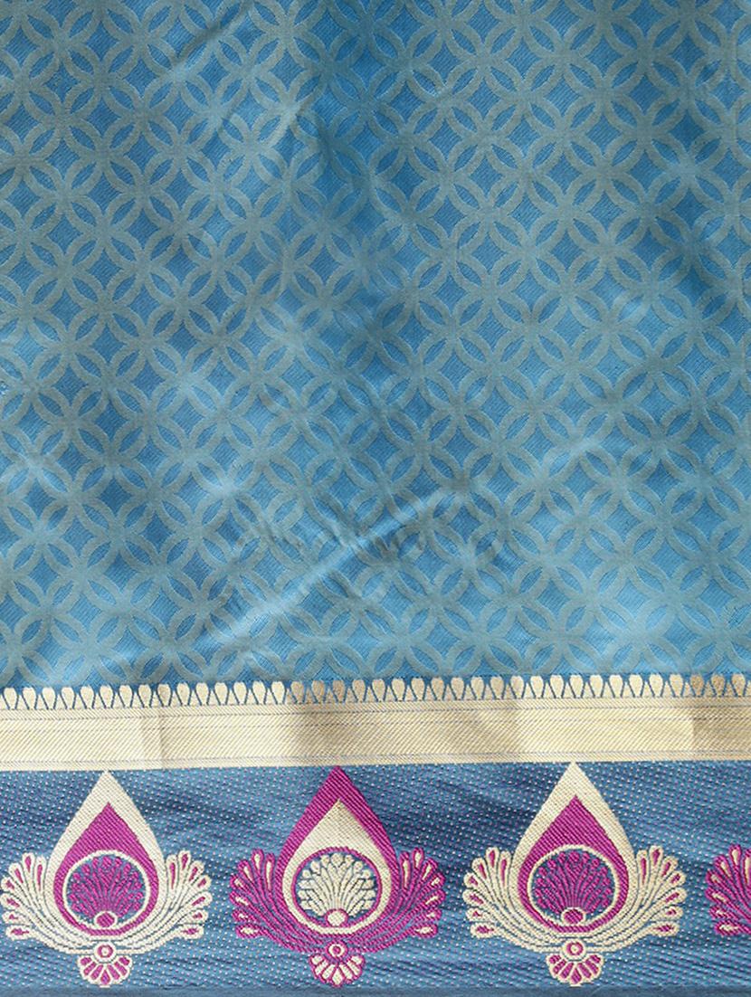 zari bordered printed saree with blouse - 17541404 - Zoom Image - 5