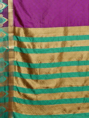 zari bordered printed saree with blouse - 17541405 - Standard Image - 4