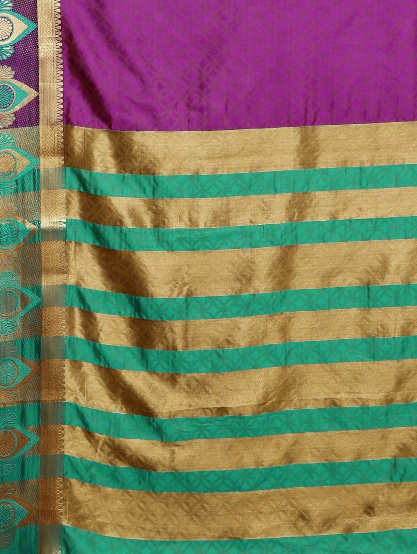 zari bordered printed saree with blouse - 17541405 - Zoom Image - 4