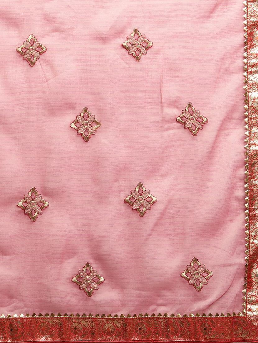 lace bordered embroidered saree with blouse - 17541406 - Zoom Image - 5