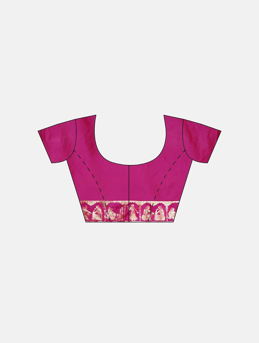 ethnic motifs banarasi saree with blouse - 17541410 - Zoom Image - 3