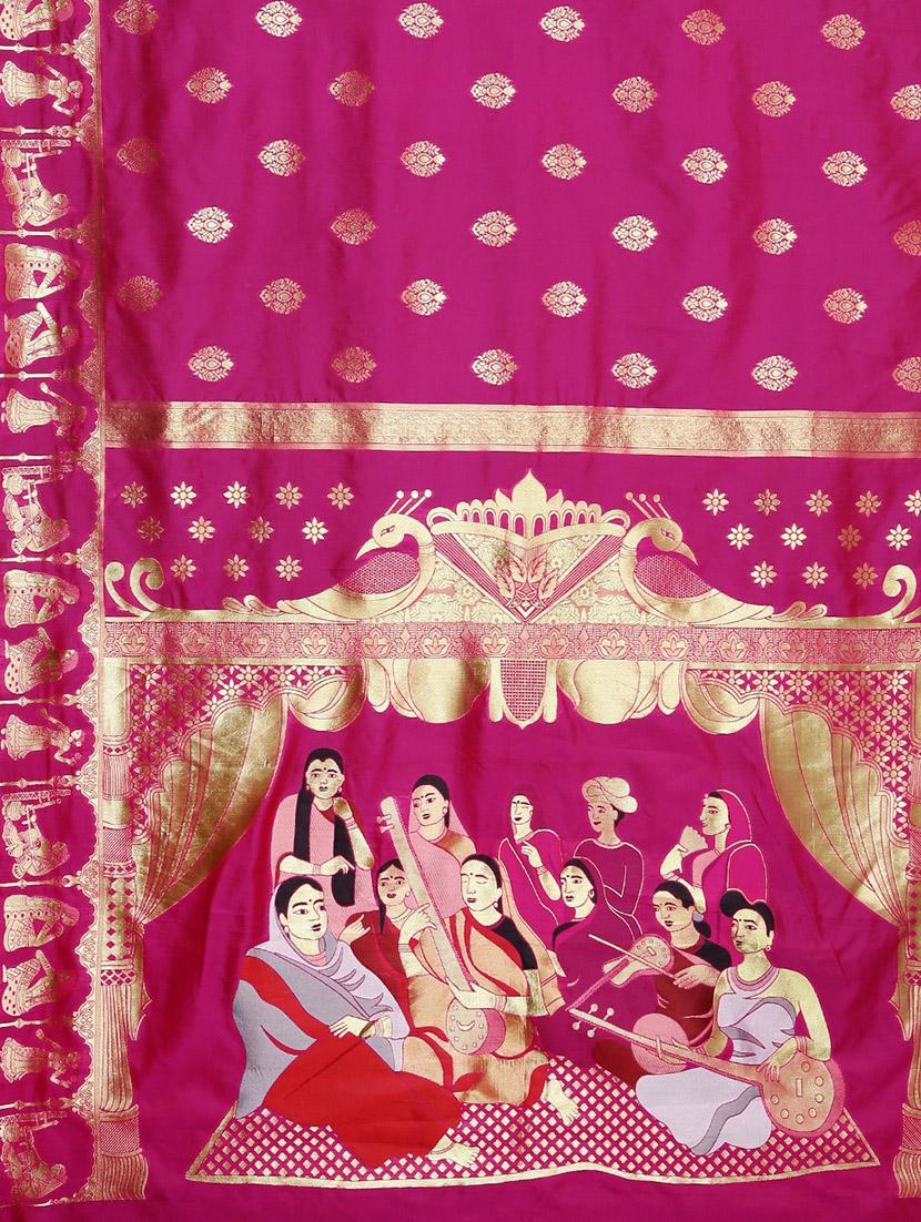 ethnic motifs banarasi saree with blouse - 17541410 - Zoom Image - 4