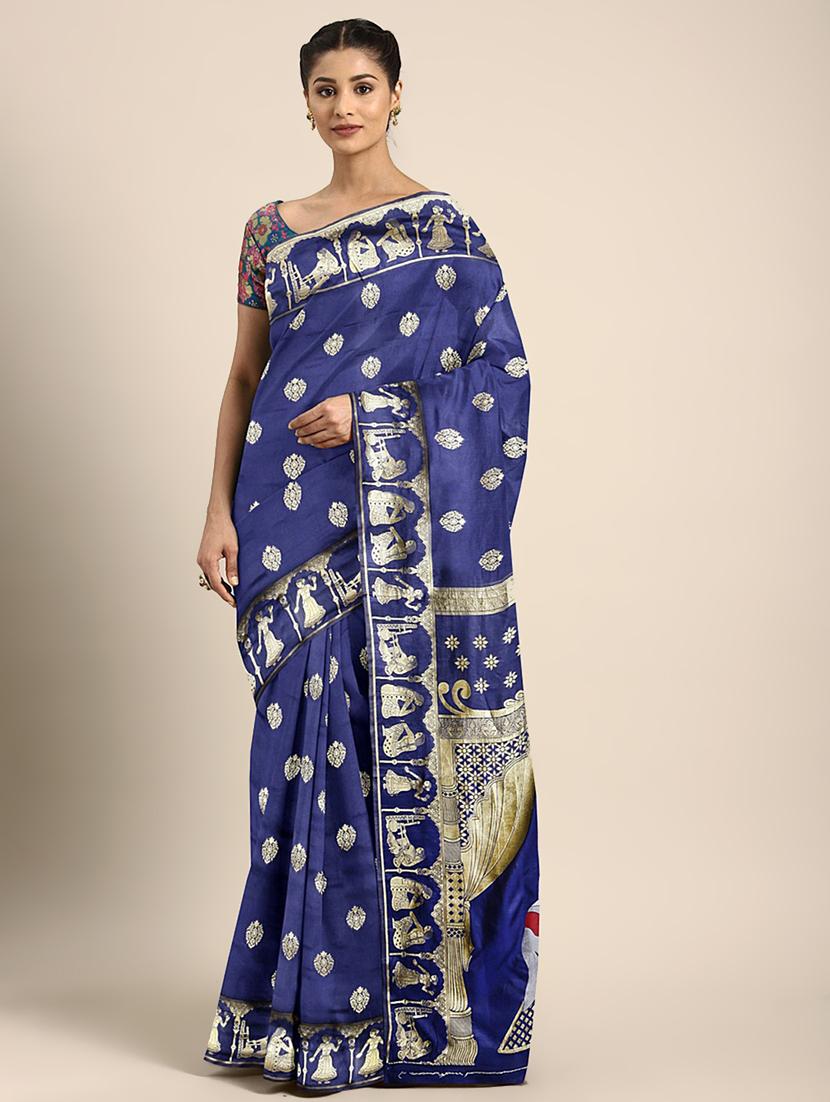 ethnic motifs banarasi saree with blouse - 17541411 - Zoom Image - 1