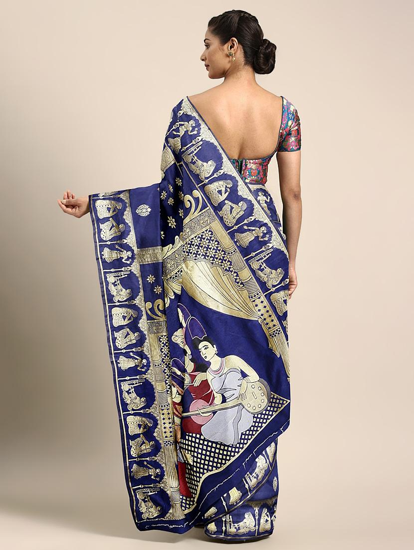 ethnic motifs banarasi saree with blouse - 17541411 - Zoom Image - 2