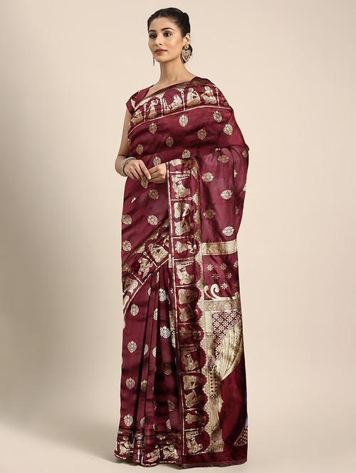 ethnic motifs banarasi saree with blouse - 17541412 - Standard Image - 1