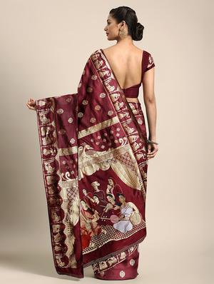 ethnic motifs banarasi saree with blouse - 17541412 - Standard Image - 2