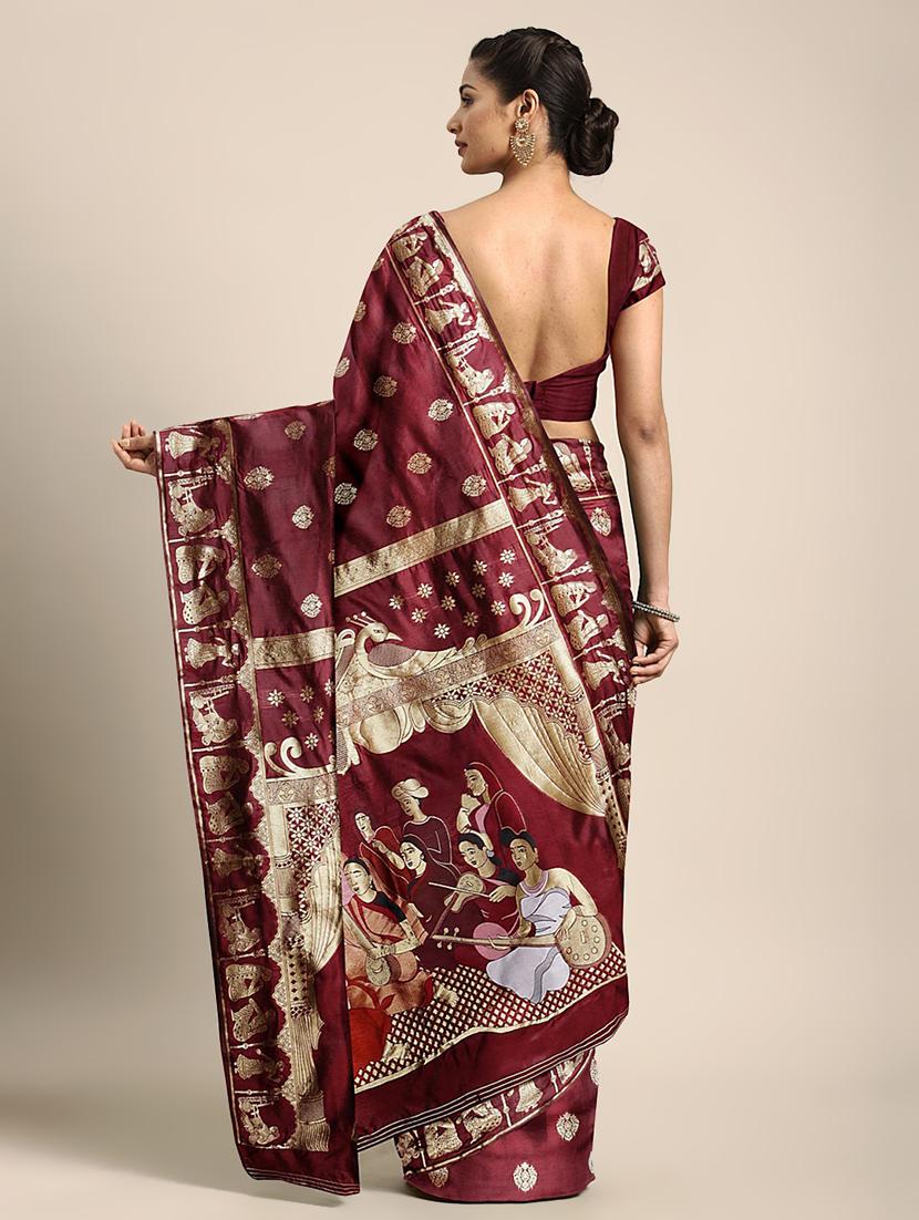 ethnic motifs banarasi saree with blouse - 17541412 - Zoom Image - 2