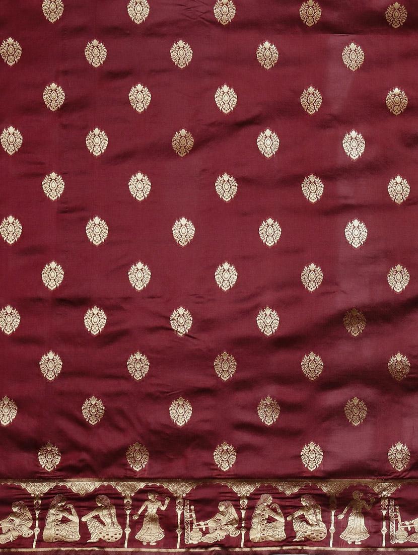 ethnic motifs banarasi saree with blouse - 17541412 - Zoom Image - 5