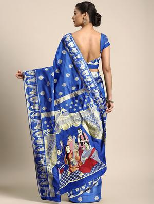 ethnic motifs banarasi saree with blouse - 17541413 - Standard Image - 2