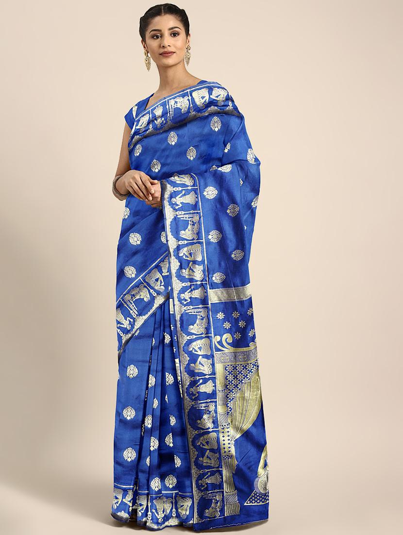 ethnic motifs banarasi saree with blouse - 17541413 - Zoom Image - 1