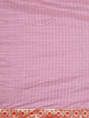 lace detailed checkered saree with blouse - 17541414 - Standard Image - 4