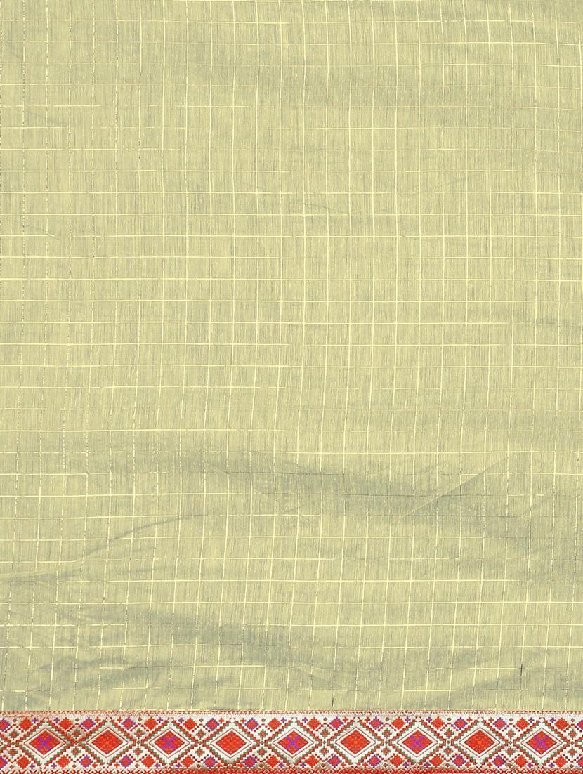 lace detailed checkered saree with blouse - 17541415 - Zoom Image - 5
