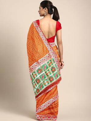 lace detailed checkered saree with blouse - 17541417 - Standard Image - 2