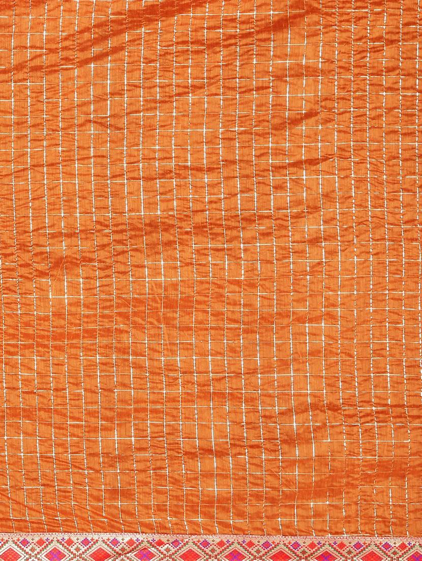 lace detailed checkered saree with blouse - 17541417 - Zoom Image - 4