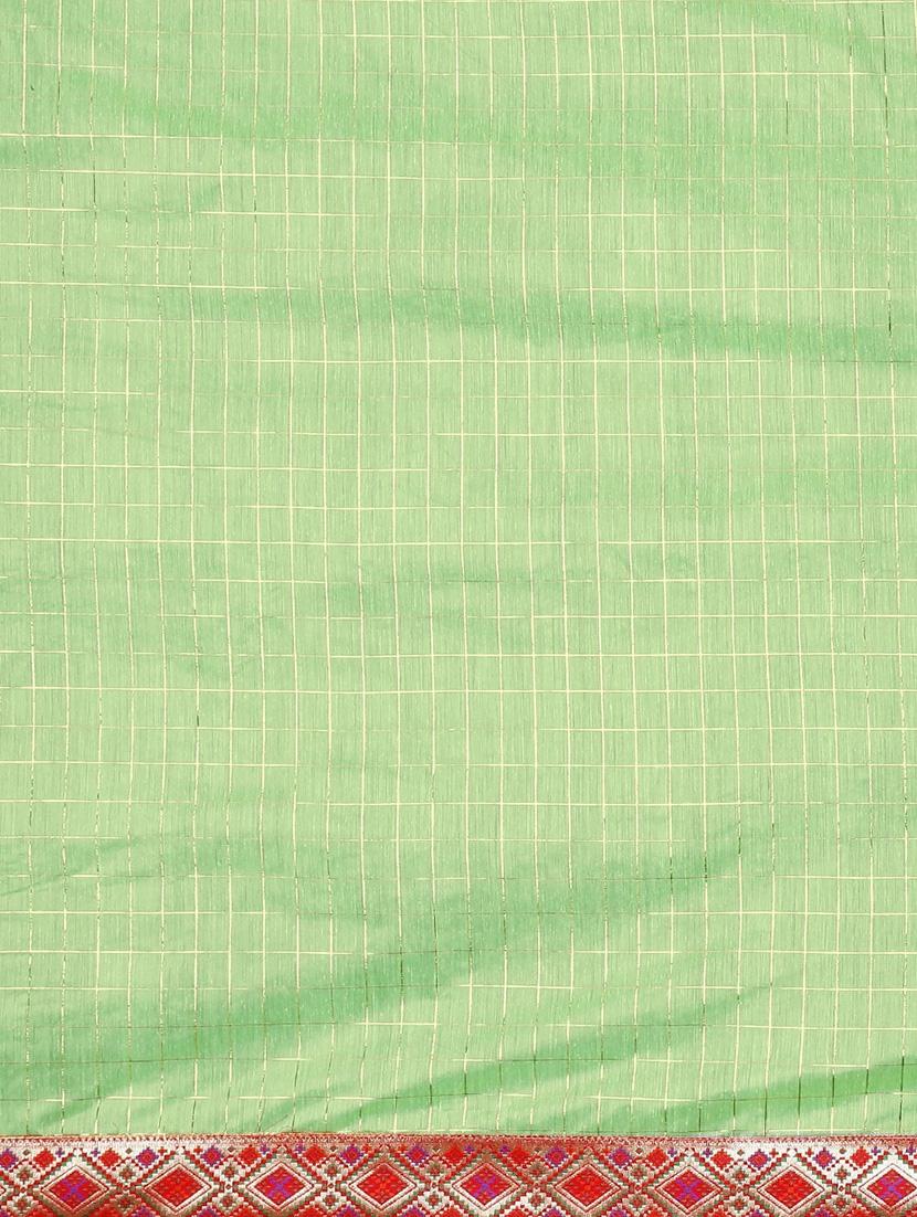 lace detailed checkered saree with blouse - 17541418 - Zoom Image - 4