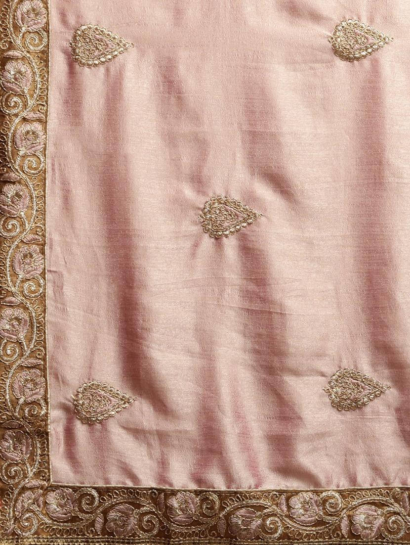 lace bordered embroidered saree with blouse - 17541419 - Zoom Image - 4