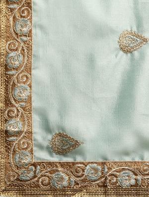 lace bordered embroidered saree with blouse - 17541420 - Standard Image - 5