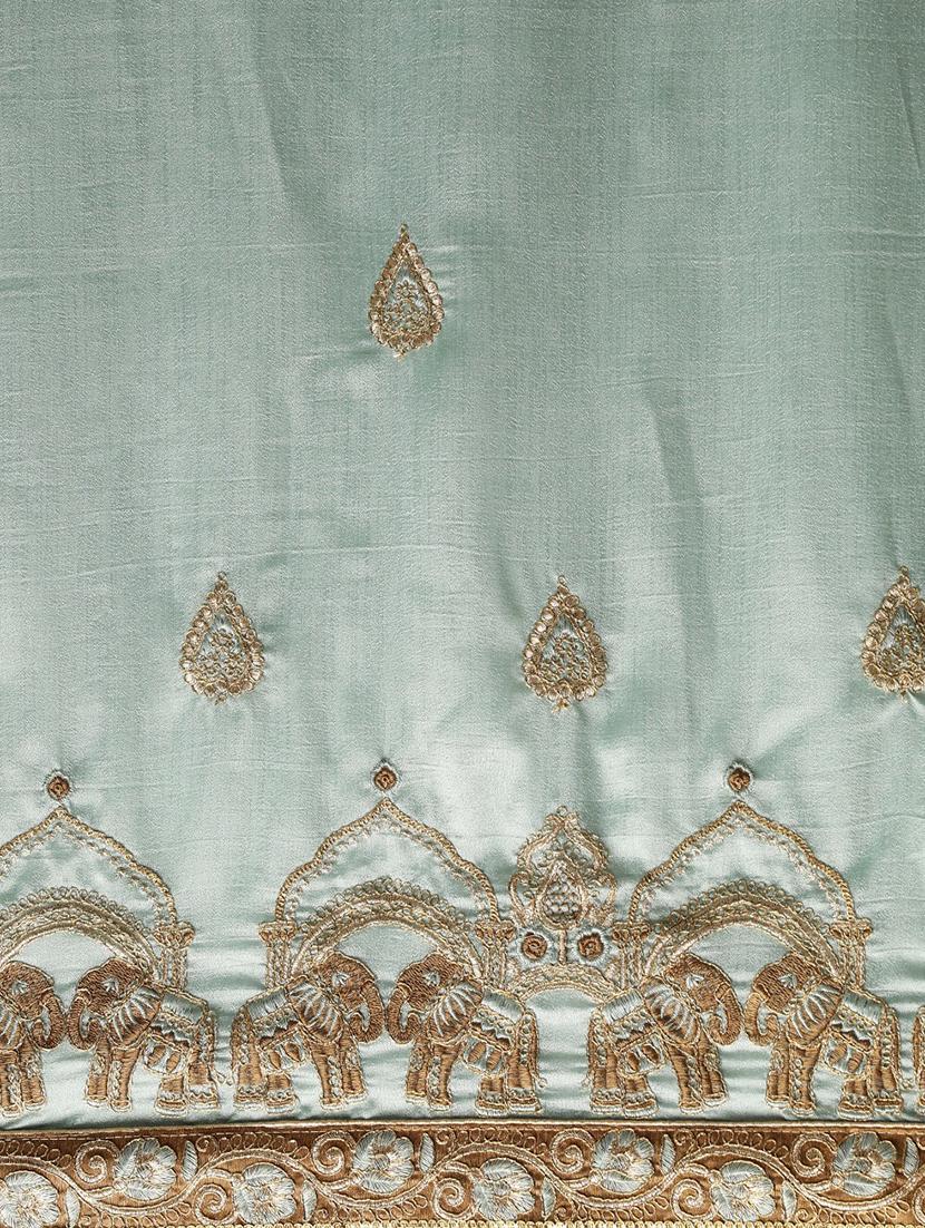 lace bordered embroidered saree with blouse - 17541420 - Zoom Image - 4