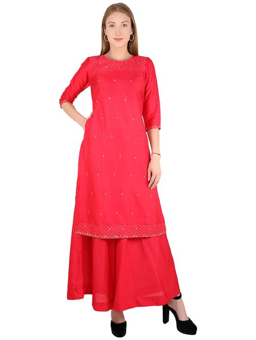 embroidered straight kurta - 17541438 - Standard Image - 1