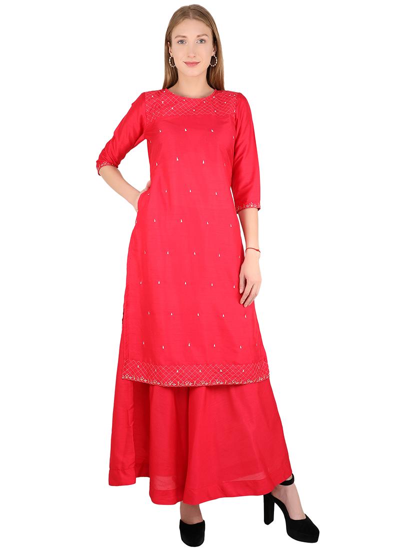 embroidered straight kurta - 17541438 - Zoom Image - 1