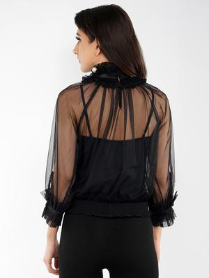 mock neck sheer top - 17542060 - Standard Image - 3