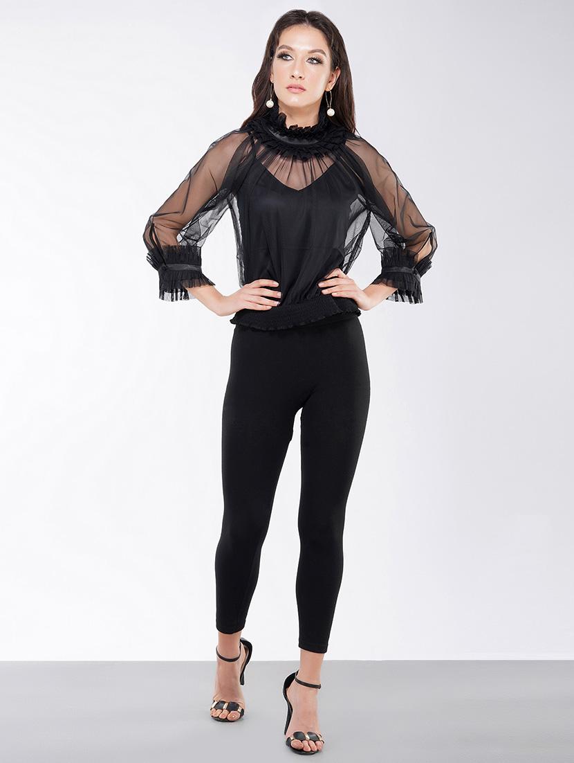 mock neck sheer top - 17542060 - Zoom Image - 4