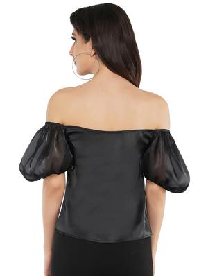 puff sleeved crop top - 17542061 - Standard Image - 3