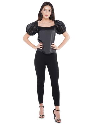 puff sleeved crop top - 17542061 - Standard Image - 4