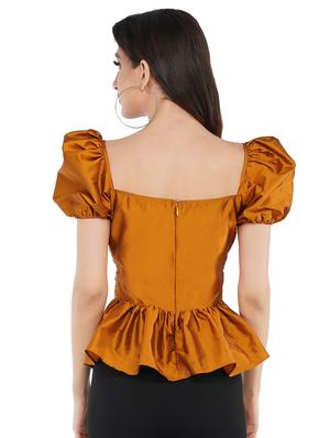 puff sleeved peplum top - 17542073 - Standard Image - 3