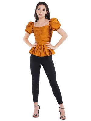 puff sleeved peplum top - 17542073 - Standard Image - 4