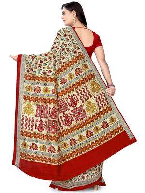 conversational printed saree with blouse - 17542194 - Standard Image - 2