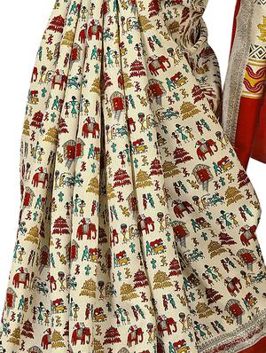 conversational printed saree with blouse - 17542194 - Standard Image - 3