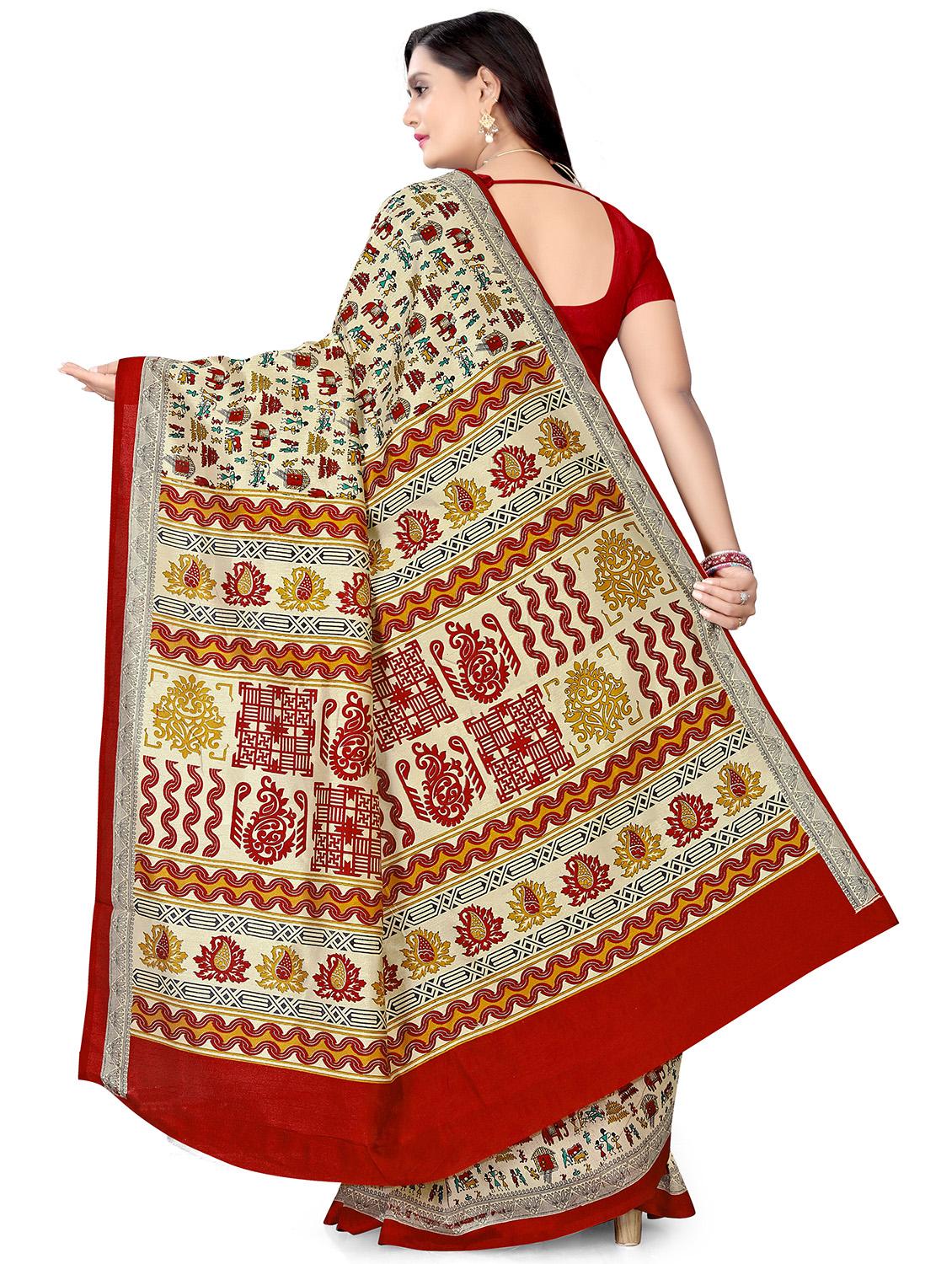 conversational printed saree with blouse - 17542194 - Zoom Image - 2