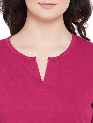 notch neck solid sleepshirt - 17542199 - Standard Image - 4