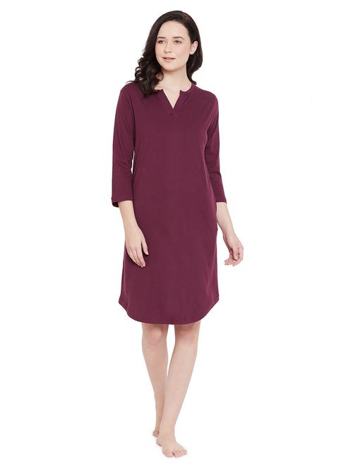 notch neck solid sleepshirt - 17542200 - Very Small Image - 1