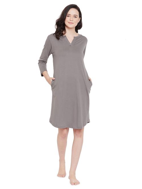 notch neck solid sleepshirt - 17542203 - Very Small Image - 1
