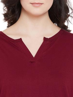 notch neck solid sleepshirt - 17542206 - Standard Image - 4