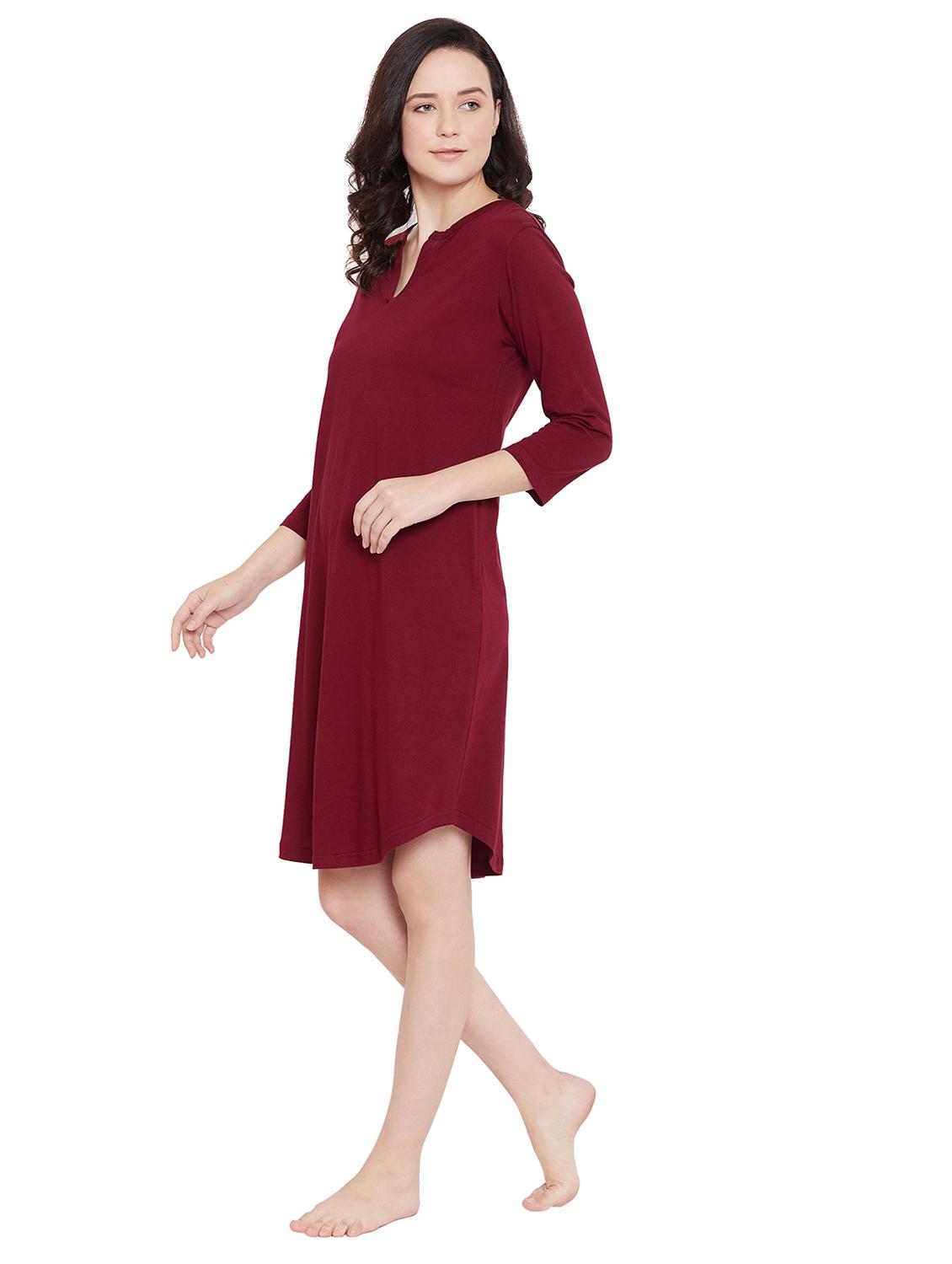 notch neck solid sleepshirt - 17542206 - Zoom Image - 2