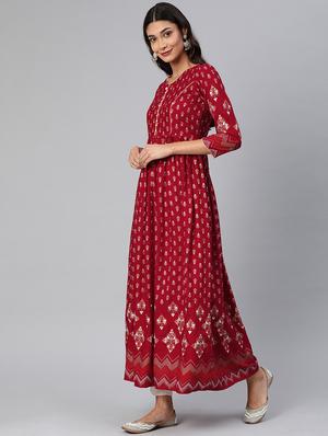 foil print a-line kurta - 17542305 - Standard Image - 2