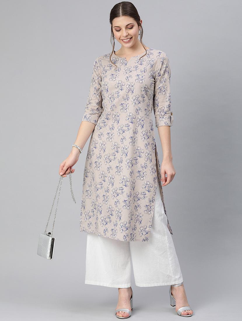 floral straight kurta - 17542306 - Zoom Image - 1