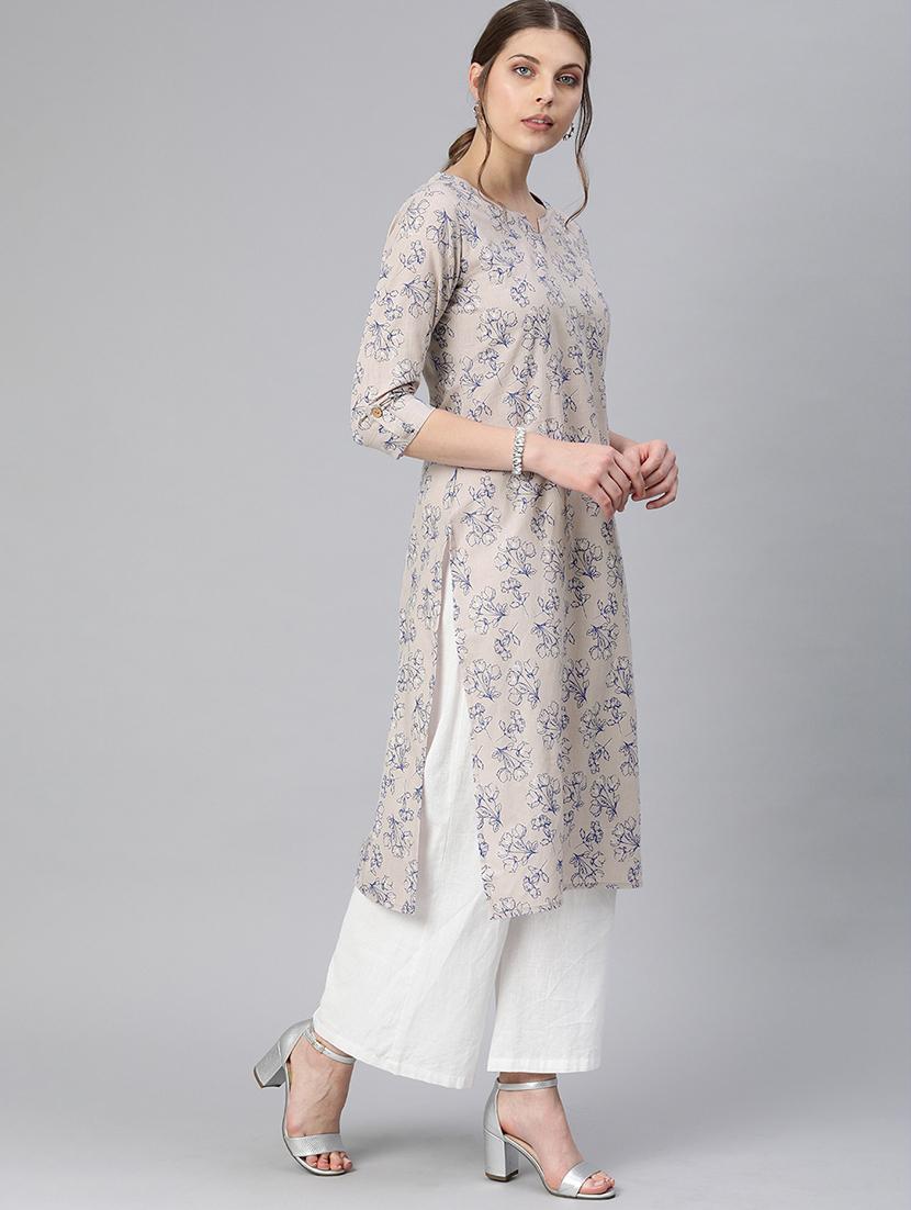 floral straight kurta - 17542306 - Zoom Image - 2