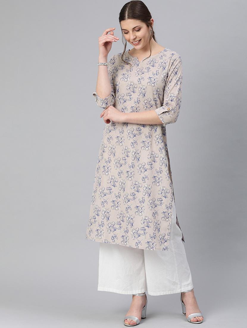 floral straight kurta - 17542306 - Zoom Image - 3