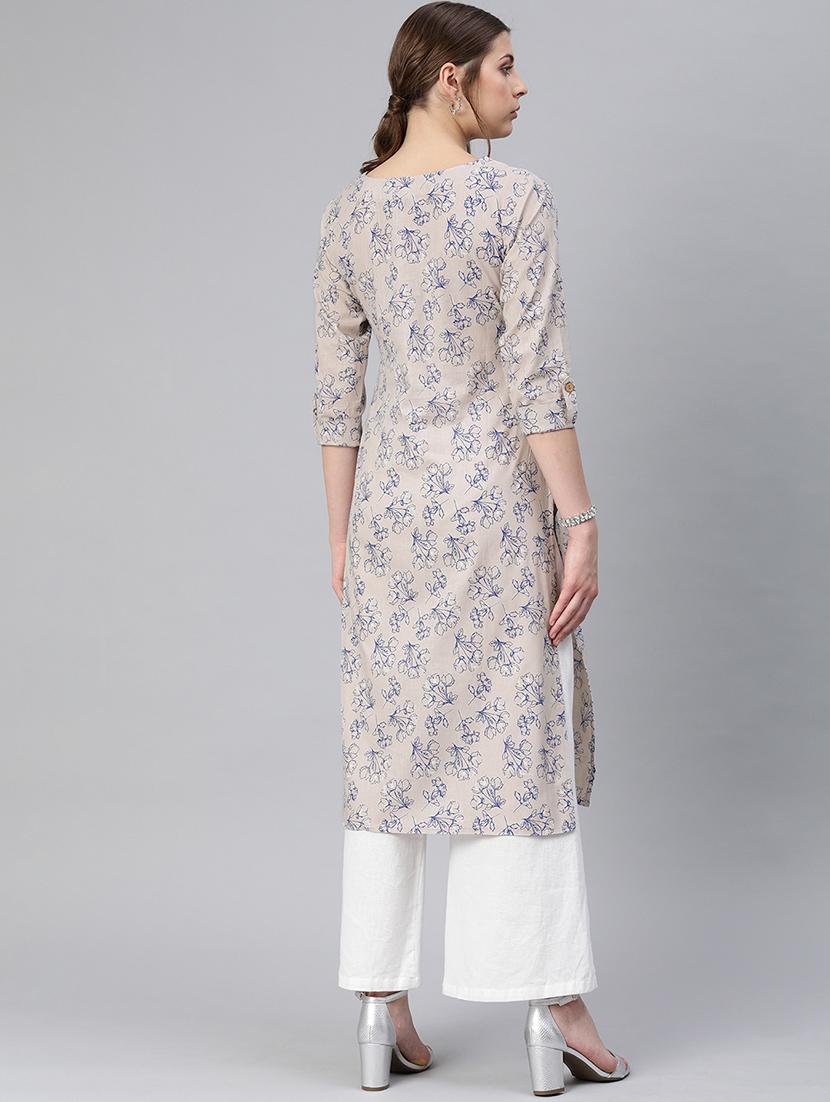 floral straight kurta - 17542306 - Zoom Image - 4