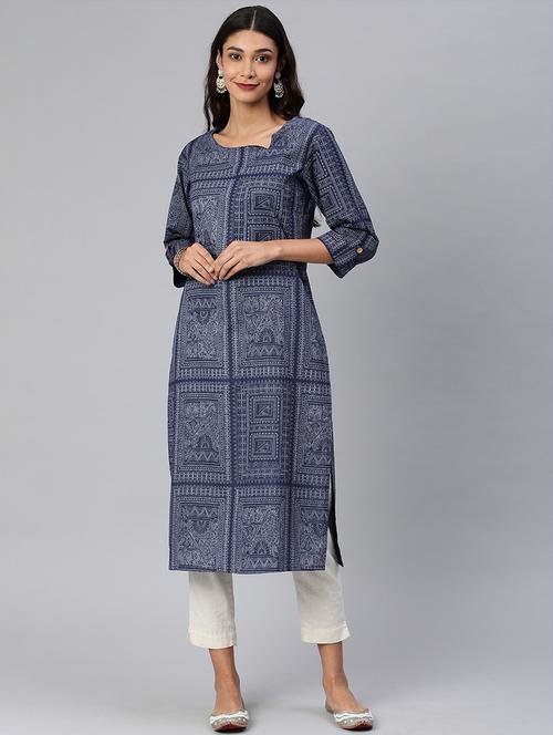 printed straight kurta - 17542307 - Standard Image - 1