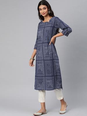 printed straight kurta - 17542307 - Standard Image - 2