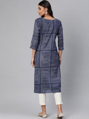 printed straight kurta - 17542307 - Standard Image - 3
