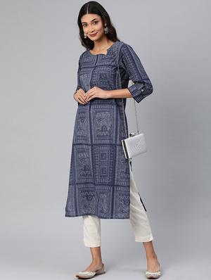 printed straight kurta - 17542307 - Standard Image - 4