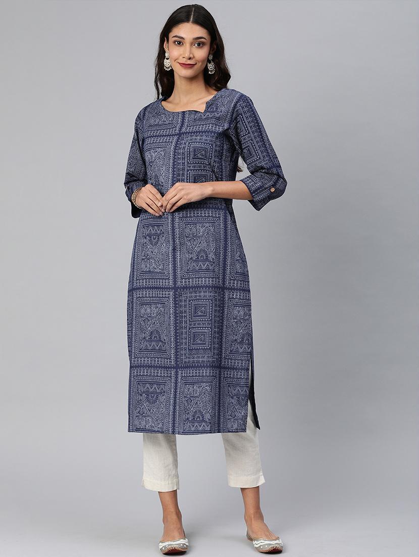 printed straight kurta - 17542307 - Zoom Image - 1