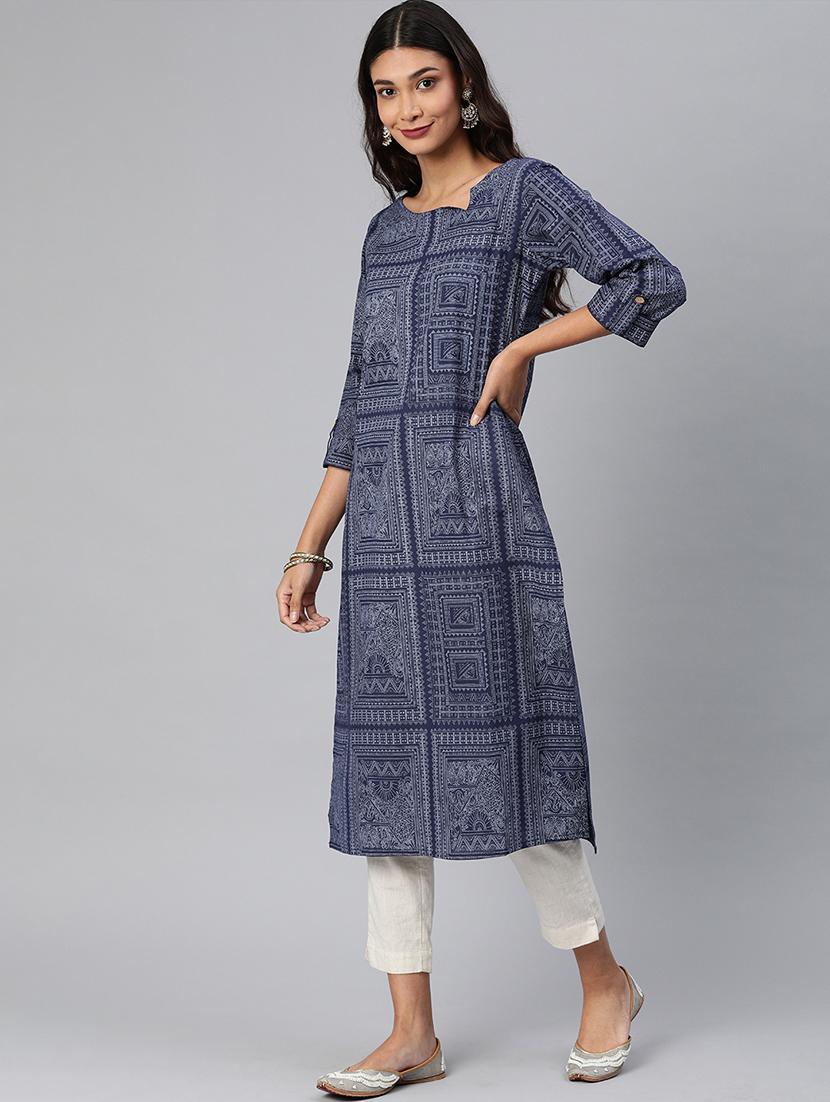 printed straight kurta - 17542307 - Zoom Image - 2